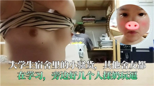 宿舍学习时的小骚货：旁若无人被多人揉奶玩逼的淫荡场景